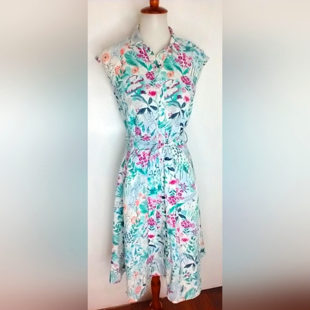 JOULES FLORAL LINEN DRESS